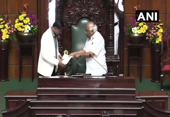 karnataka assembly speaker ramesh kumar resign. Because cm  yeddyurappa government with floor test